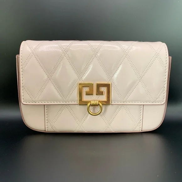 Authentic Givenchy Goatskin Quilted GV3 Mini Pocket Convertible Bag Pink - Picture 1 of 8